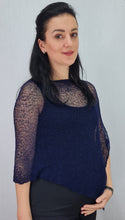 Load image into Gallery viewer, Crochet Lace Knit Small Poncho - Navy