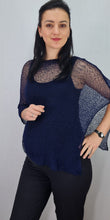 Load image into Gallery viewer, Crochet Lace Knit Small Poncho - Navy