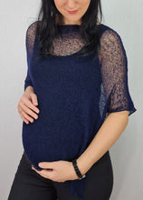 Load image into Gallery viewer, Crochet Lace Knit Small Poncho - Navy