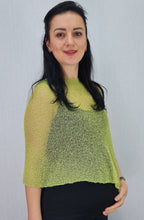 Load image into Gallery viewer, Crochet Lace Knit Small Poncho - Lime