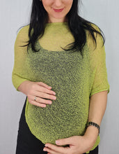 Load image into Gallery viewer, Crochet Lace Knit Small Poncho - Lime
