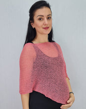 Load image into Gallery viewer, Crochet Lace Knit Small Poncho - Rose