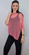Load image into Gallery viewer, Crochet Lace Knit Small Poncho - Rose