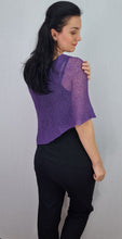 Load image into Gallery viewer, Crochet Lace Knit Small Poncho - Purple