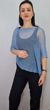 Load image into Gallery viewer, Crochet Lace Knit Small Poncho - Mid Blue
