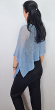Load image into Gallery viewer, Crochet Lace Knit Small Poncho - Mid Blue