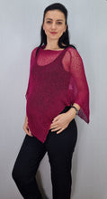Load image into Gallery viewer, Crochet Lace Knit Small Poncho - Magenta