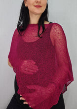 Load image into Gallery viewer, Crochet Lace Knit Small Poncho - Magenta