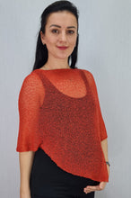 Load image into Gallery viewer, Crochet Lace Knit Small Poncho - Burnt Orange
