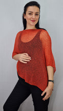 Load image into Gallery viewer, Crochet Lace Knit Small Poncho - Burnt Orange