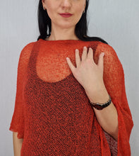 Load image into Gallery viewer, Crochet Lace Knit Small Poncho - Burnt Orange
