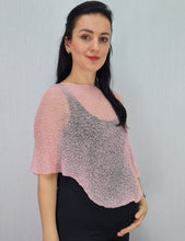 Load image into Gallery viewer, Crochet Lace Knit Small Poncho - Baby Pink