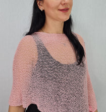 Load image into Gallery viewer, Crochet Lace Knit Small Poncho - Baby Pink
