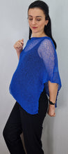 Load image into Gallery viewer, Crochet Lace Knit Small Poncho - Royal Blue