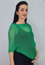 Load image into Gallery viewer, Crochet Lace Knit Small Poncho - Jade Green
