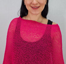 Load image into Gallery viewer, Crochet Lace Knit Small Poncho - Hot Pink