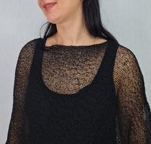 Load image into Gallery viewer, Crochet Lace Knit Small Poncho - Black
