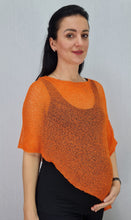 Load image into Gallery viewer, Crochet Lace Knit Small Poncho - Orange