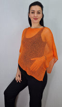 Load image into Gallery viewer, Crochet Lace Knit Small Poncho - Orange