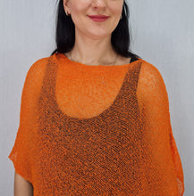 Load image into Gallery viewer, Crochet Lace Knit Small Poncho - Orange