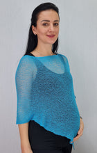 Load image into Gallery viewer, Crochet Lace Knit Small Poncho - Turquoise