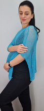 Load image into Gallery viewer, Crochet Lace Knit Small Poncho - Turquoise