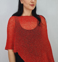 Load image into Gallery viewer, Mimosa Ladies Glitter Small Poncho - Red Gold
