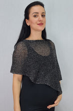 Load image into Gallery viewer, Mimosa Ladies Glitter Small Poncho - Black Silver