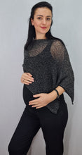 Load image into Gallery viewer, Mimosa Ladies Glitter Small Poncho - Black Silver