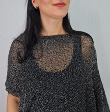 Load image into Gallery viewer, Mimosa Ladies Glitter Small Poncho - Black Silver