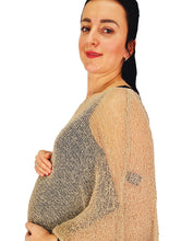 Load image into Gallery viewer, Crochet Lace Knit Batwing Poncho - Beige