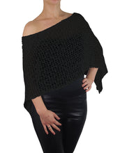 Load image into Gallery viewer, Popcorn Style Crochet Poncho - Black