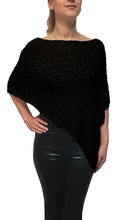 Load image into Gallery viewer, Popcorn Style Crochet Poncho - Black