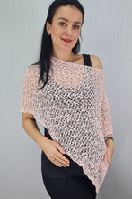 Load image into Gallery viewer, Popcorn Style Crochet Poncho - Baby Pink