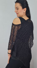 Load image into Gallery viewer, Popcorn Style Crochet Poncho - Black