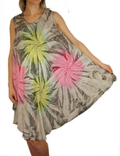 Load image into Gallery viewer, L'Affair Ladies Umbrella Cut Maternity Pregnancy Floral Print Sleeveless Lightweight Casual Beach Summer Dress (Black Lime, One Size)