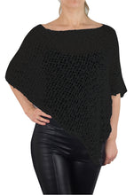 Load image into Gallery viewer, Popcorn Style Crochet Poncho - Black