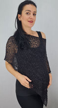 Load image into Gallery viewer, Popcorn Style Crochet Poncho - Black