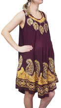 Load image into Gallery viewer, L'Affair Ladies Umbrella Cut Maternity Pregnancy Floral Print Sleeveless Lightweight Casual Beach Summer Dress (Burgundy Floral, One Size)