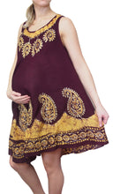 Load image into Gallery viewer, L'Affair Ladies Umbrella Cut Maternity Pregnancy Floral Print Sleeveless Lightweight Casual Beach Summer Dress (Burgundy Floral, One Size)