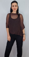 Load image into Gallery viewer, Crochet Lace Knit Small Poncho - Chocolate Brown