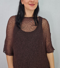 Load image into Gallery viewer, Crochet Lace Knit Small Poncho - Chocolate Brown