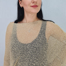 Load image into Gallery viewer, Mimosa Ladies Glitter Small Poncho - Cream Gold