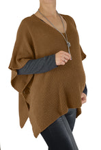 Load image into Gallery viewer, Oversized V-Neck Poncho-Latte