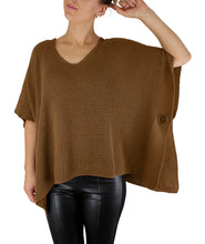 Load image into Gallery viewer, Oversized V-Neck Poncho-Latte