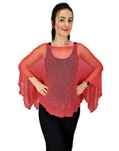 Load image into Gallery viewer, Crochet Lace Knit Batwing Poncho - Coral