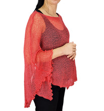 Load image into Gallery viewer, Crochet Lace Knit Batwing Poncho - Coral