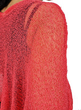 Load image into Gallery viewer, Crochet Lace Knit Batwing Poncho - Coral