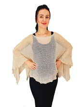 Load image into Gallery viewer, Crochet Lace Knit Batwing Poncho - Cream