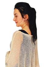 Load image into Gallery viewer, Crochet Lace Knit Batwing Poncho - Cream